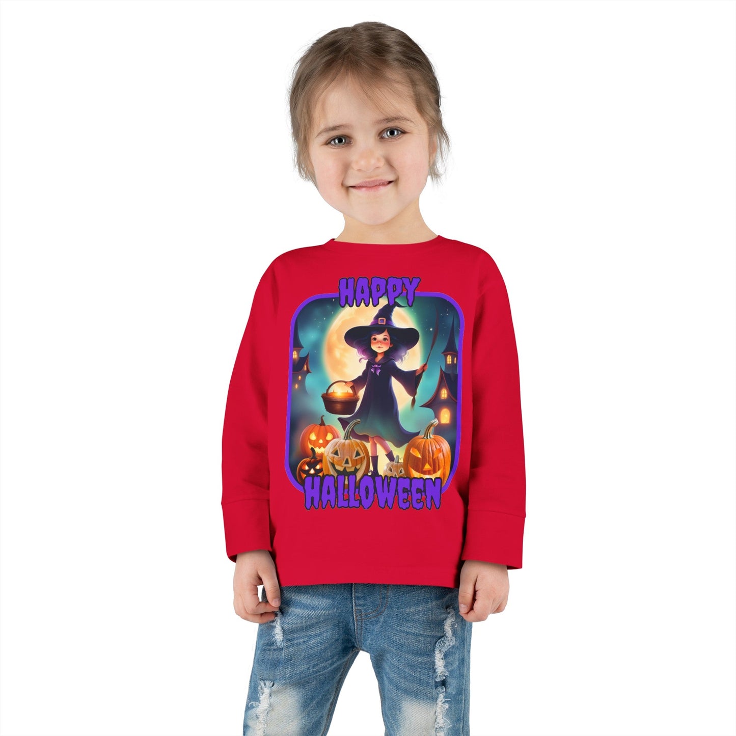Happy Halloween Little Witch PRfont Toddler Long Sleeve Tee by cypherpunkgear – cypherpunkgear.com | Cypherpunk Merch