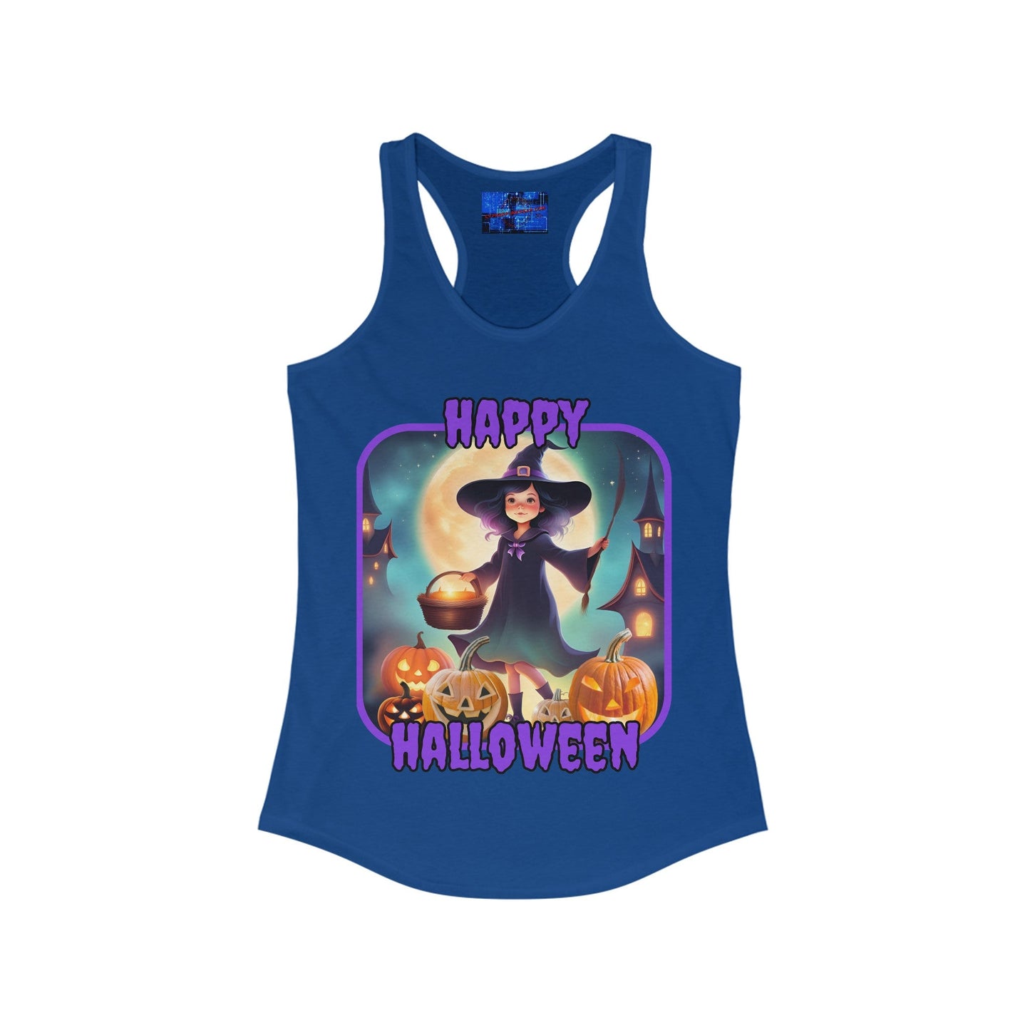 Happy Halloween Little Witch PRfont Women's Racerback Tank Top by cypherpunkgear – cypherpunkgear.com | Cypherpunk Merch