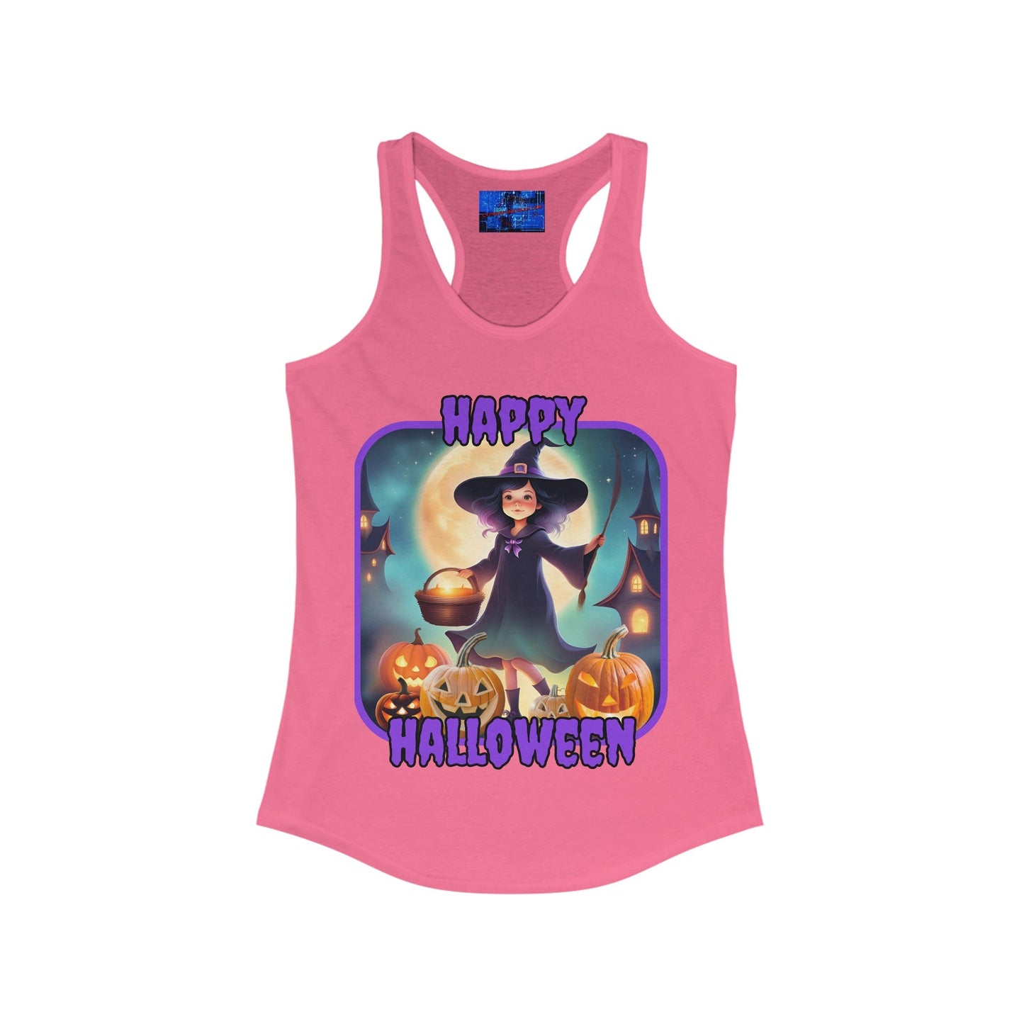 Happy Halloween Little Witch PRfont Women's Racerback Tank Top by cypherpunkgear – cypherpunkgear.com | Cypherpunk Merch