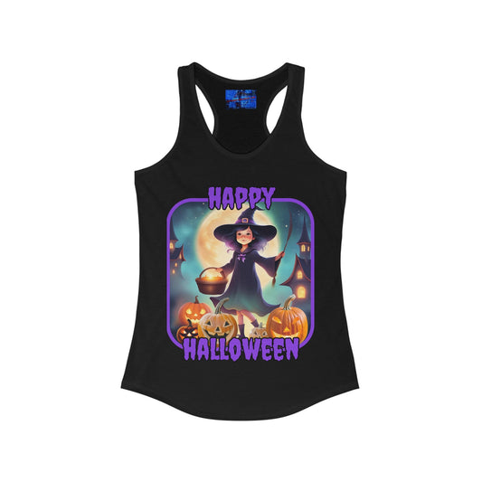 Happy Halloween Little Witch PRfont Women's Racerback Tank Top by cypherpunkgear – cypherpunkgear.com | Cypherpunk Merch