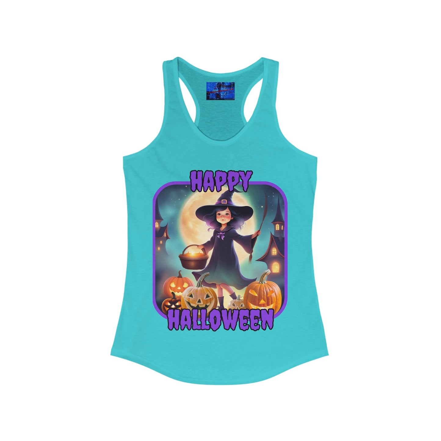 Happy Halloween Little Witch PRfont Women's Racerback Tank Top by cypherpunkgear – cypherpunkgear.com | Cypherpunk Merch