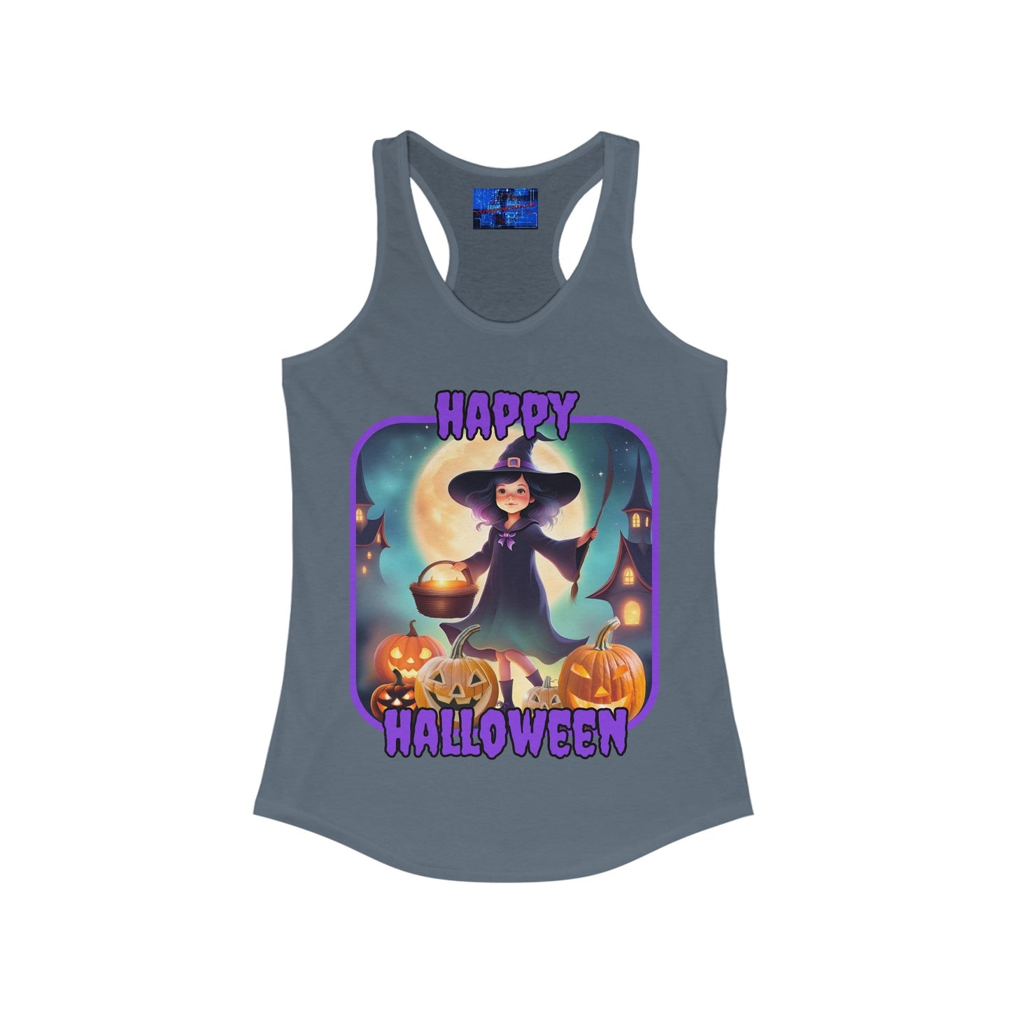 Happy Halloween Little Witch PRfont Women's Racerback Tank Top by cypherpunkgear – cypherpunkgear.com | Cypherpunk Merch