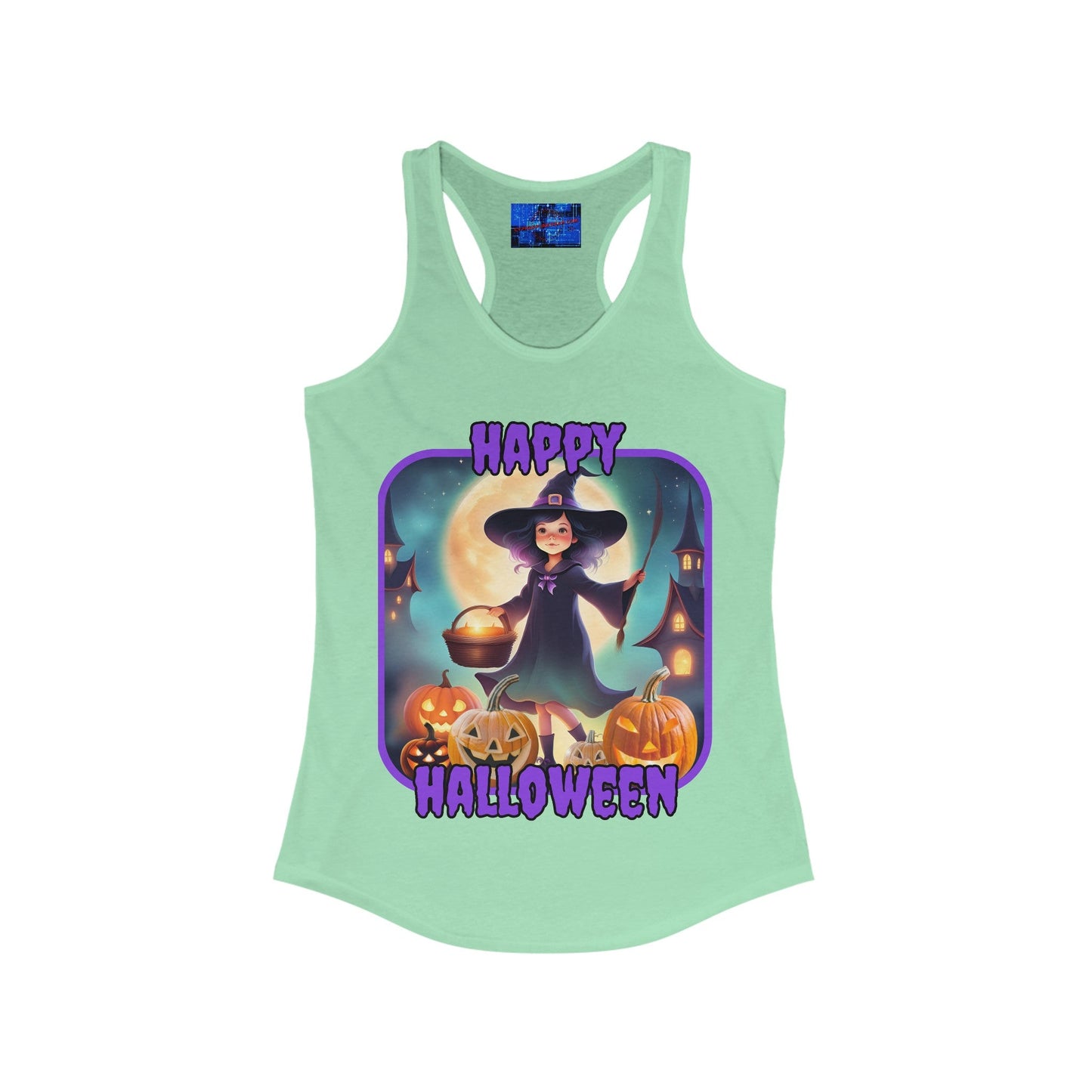 Happy Halloween Little Witch PRfont Women's Racerback Tank Top by cypherpunkgear – cypherpunkgear.com | Cypherpunk Merch