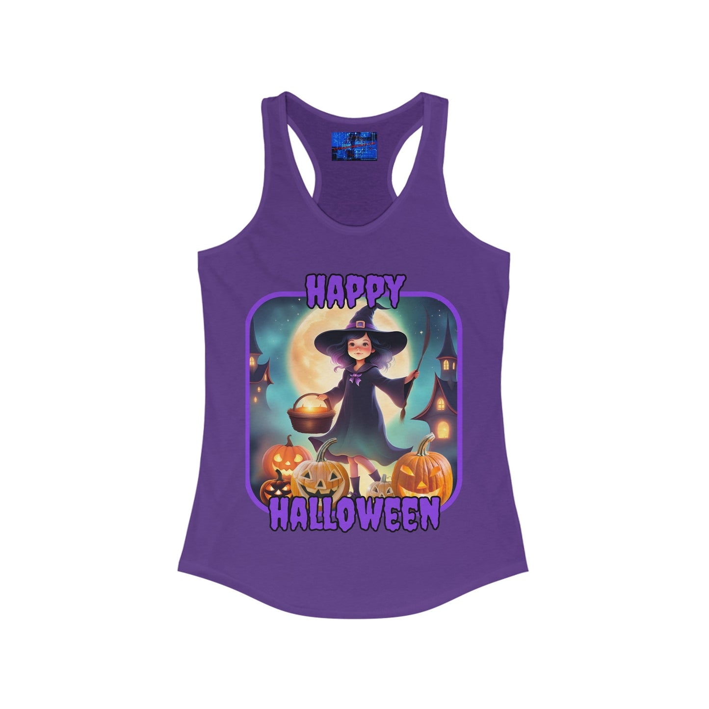 Happy Halloween Little Witch PRfont Women's Racerback Tank Top by cypherpunkgear – cypherpunkgear.com | Cypherpunk Merch
