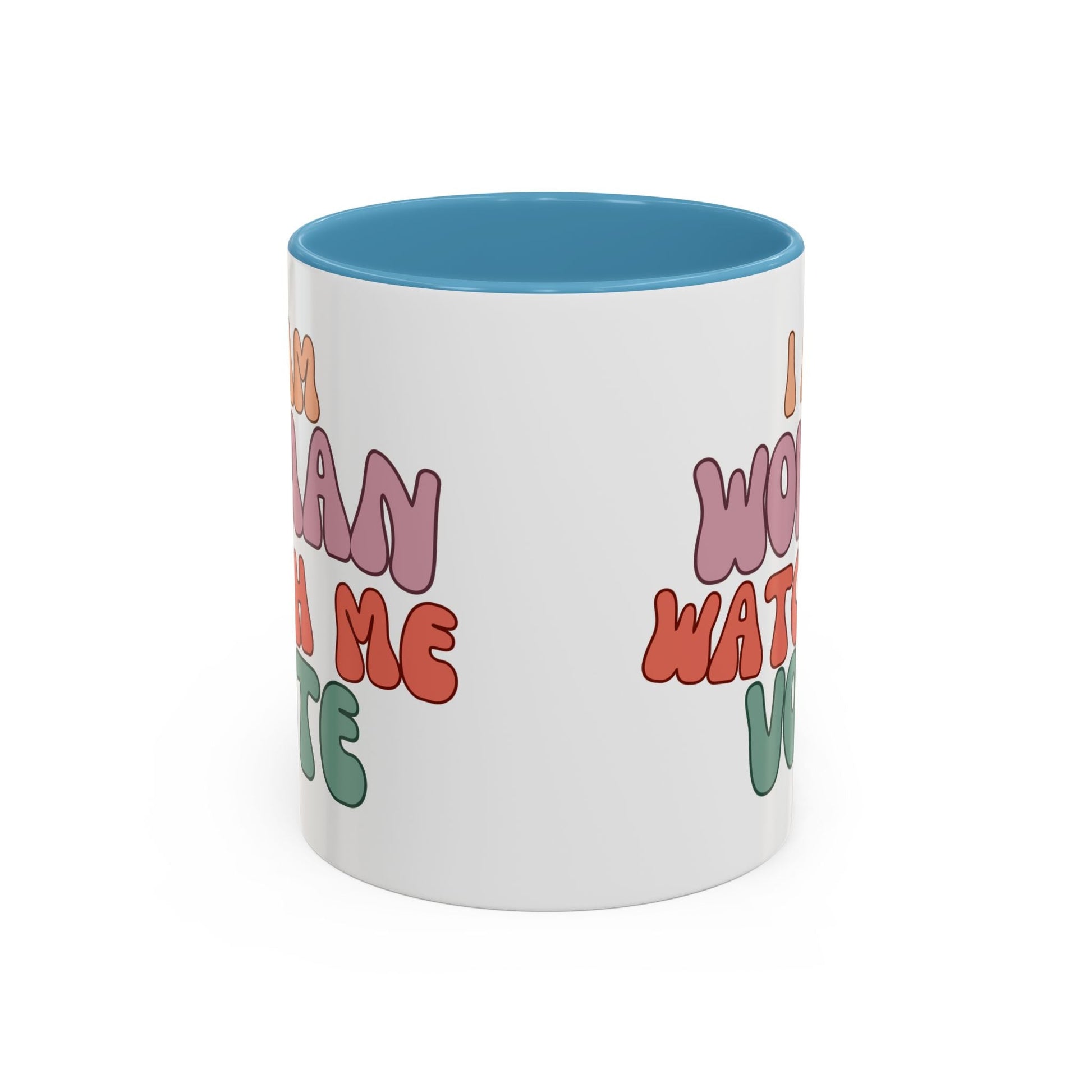 I Am Woman Watch Me Vote Accent Mug by cypherpunkgear – cypherpunkgear.com | Cypherpunk Merch
