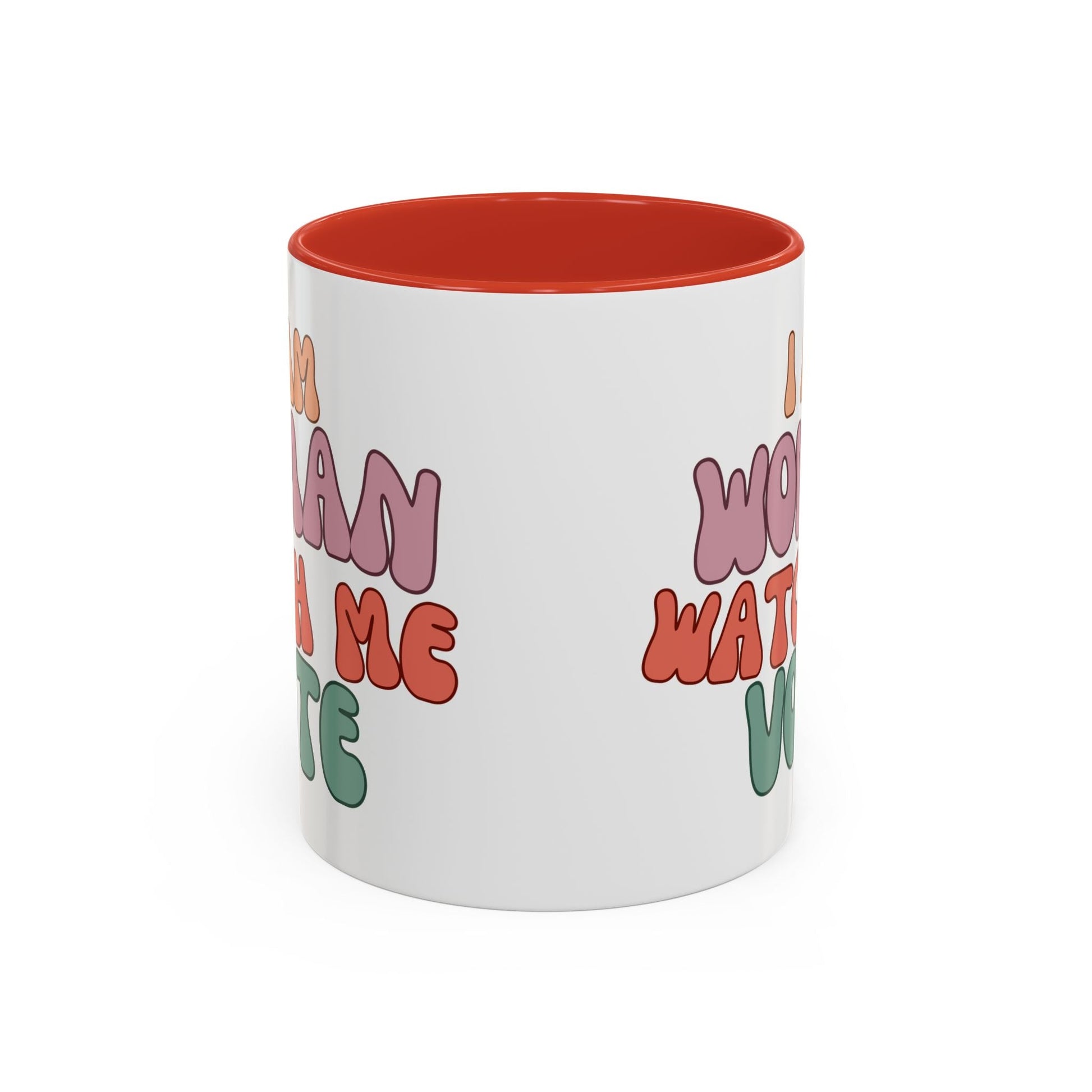 I Am Woman Watch Me Vote Accent Mug by cypherpunkgear – cypherpunkgear.com | Cypherpunk Merch