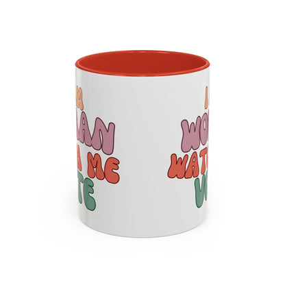 I Am Woman Watch Me Vote Accent Mug by cypherpunkgear – cypherpunkgear.com | Cypherpunk Merch