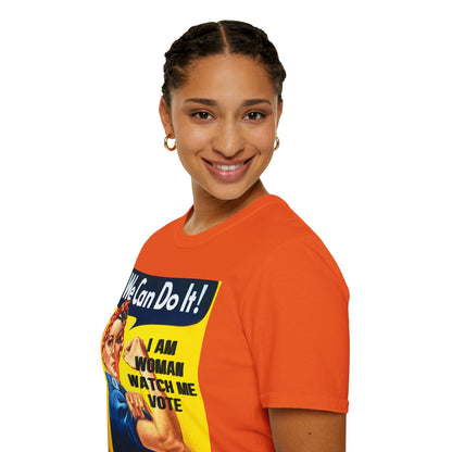 I Am Woman Watch Me Vote LTcolors Unisex T-Shirt by cypherpunkgear – cypherpunkgear.com | Cypherpunk Merch