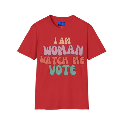 I Am Woman Watch Me Vote LTcolors Unisex T-Shirt by cypherpunkgear – cypherpunkgear.com | Cypherpunk Merch