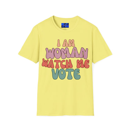 I Am Woman Watch Me Vote LTcolors Unisex T-Shirt by cypherpunkgear – cypherpunkgear.com | Cypherpunk Merch