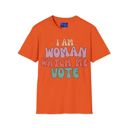 I Am Woman Watch Me Vote LTcolors Unisex T-Shirt by cypherpunkgear – cypherpunkgear.com | Cypherpunk Merch