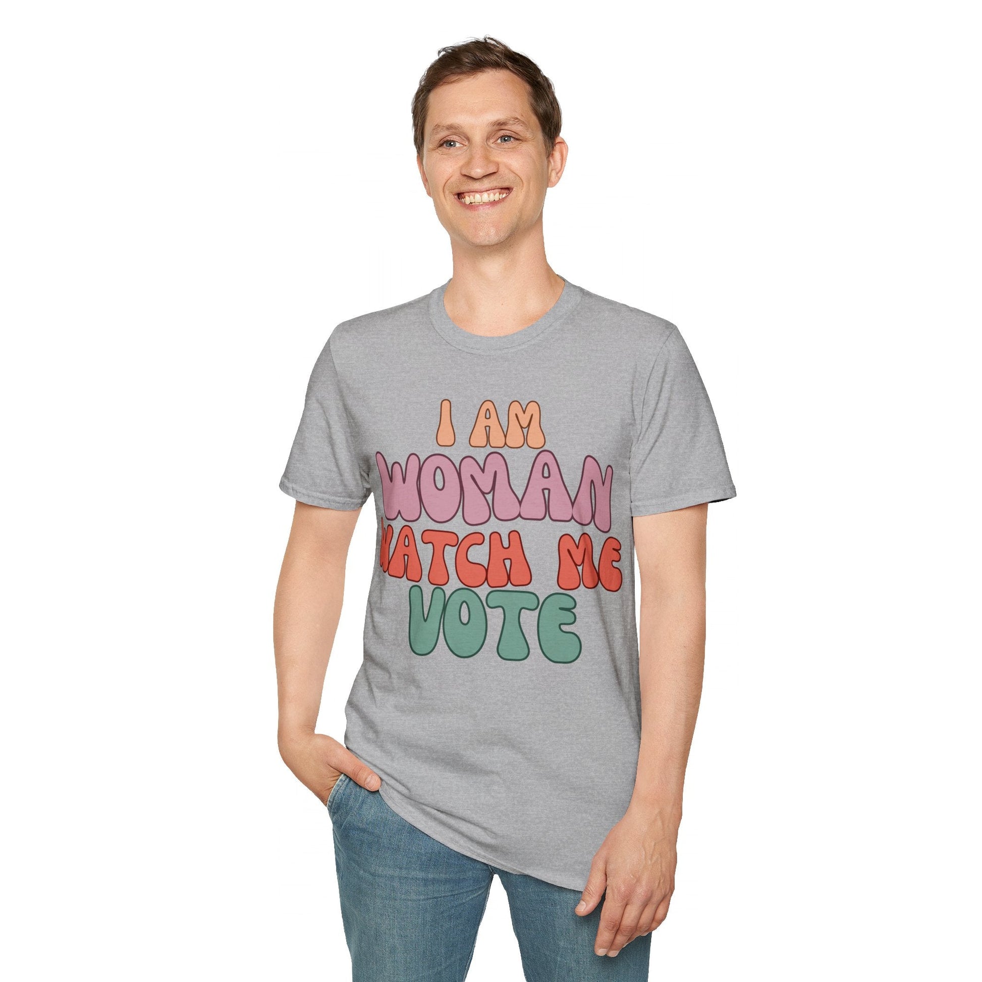 I Am Woman Watch Me Vote LTcolors Unisex T-Shirt by cypherpunkgear – cypherpunkgear.com | Cypherpunk Merch