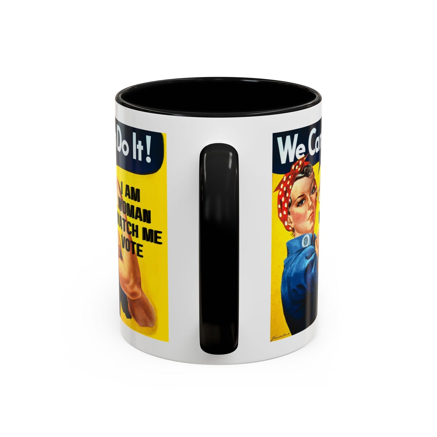 I Am Woman Watch Me Vote Rosie Accent Mug by cypherpunkgear – cypherpunkgear.com | Cypherpunk Merch