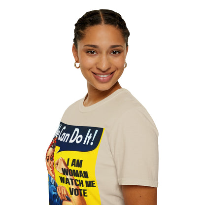 I Am Woman Watch Me Vote Rosie LTcolors Unisex T-Shirt by cypherpunkgear – cypherpunkgear.com | Cypherpunk Merch