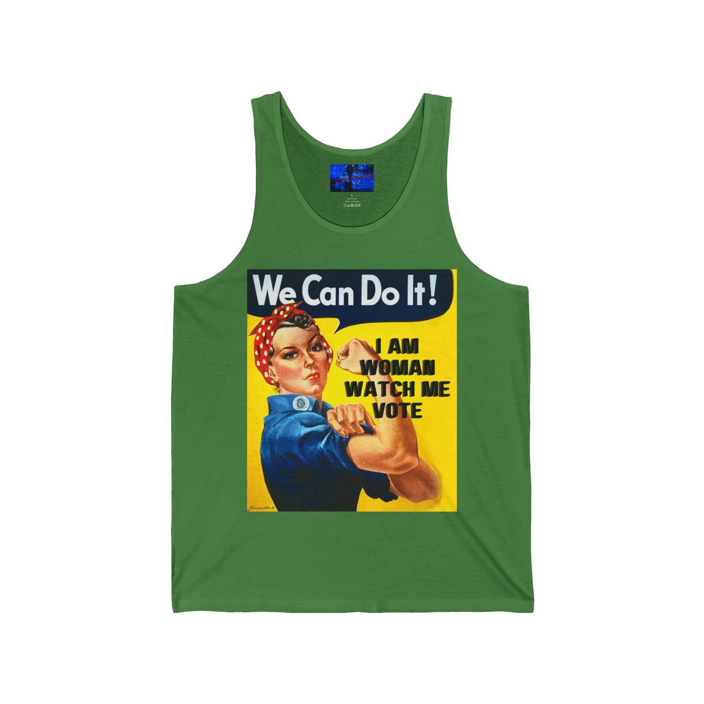 I Am Woman Watch Me Vote Rosie Unisex Jersey Tank Top by cypherpunkgear – cypherpunkgear.com | Cypherpunk Merch