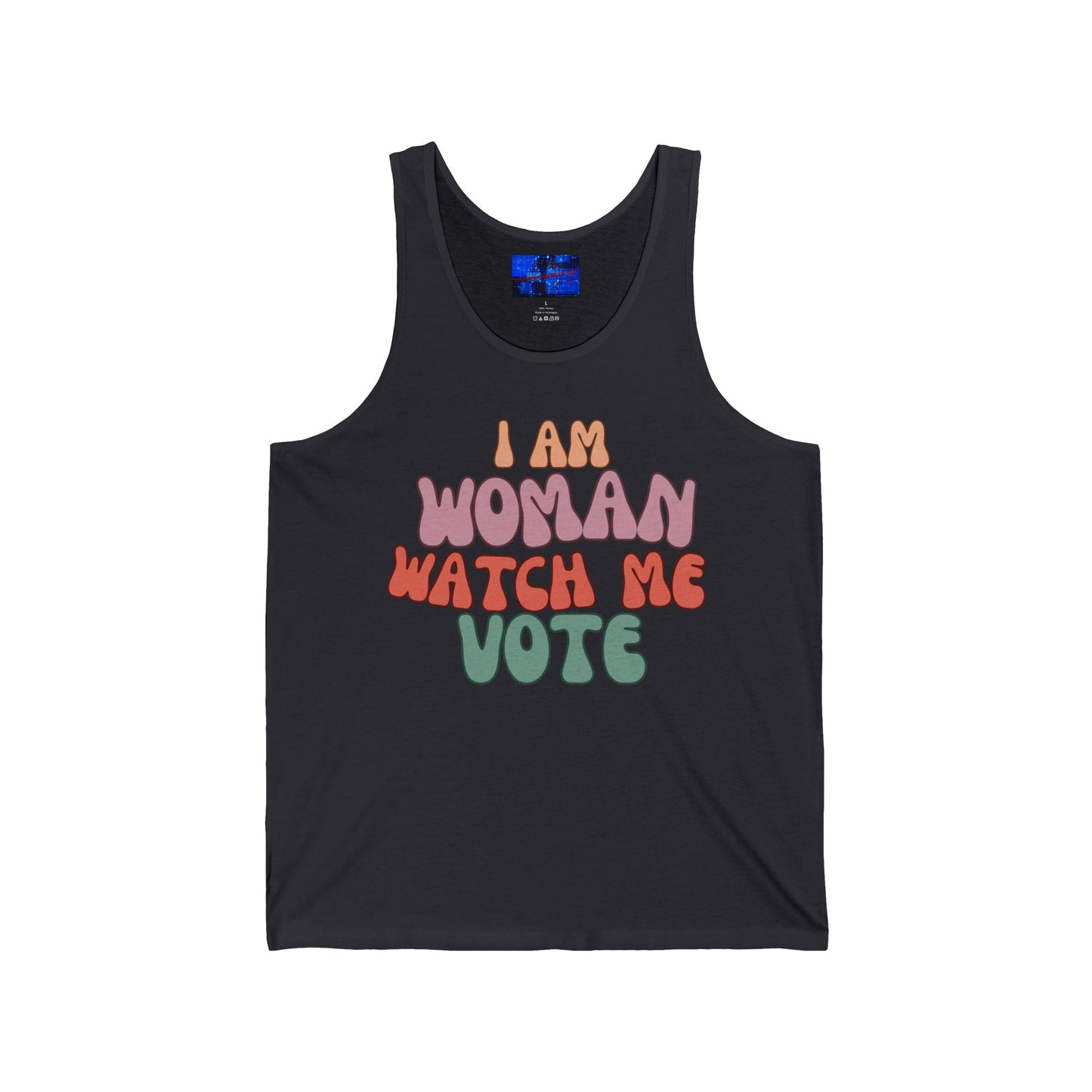 I Am Woman Watch Me Vote Unisex Jersey Tank Top by cypherpunkgear – cypherpunkgear.com | Cypherpunk Merch