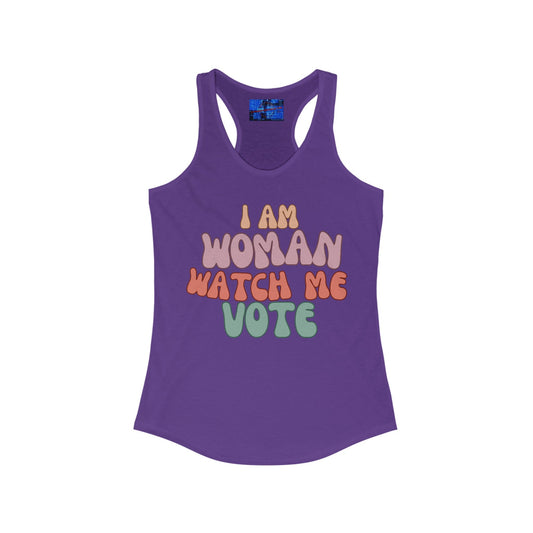 I Am Woman Watch Me Vote Women's Racerback Tank Top by cypherpunkgear – cypherpunkgear.com | Cypherpunk Merch