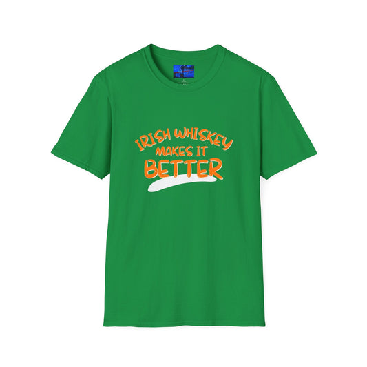 Irish Whiskey makes it better OGfont LTcolors Unisex T-Shirt by cypherpunkgear – cypherpunkgear.com | Cypherpunk Merch
