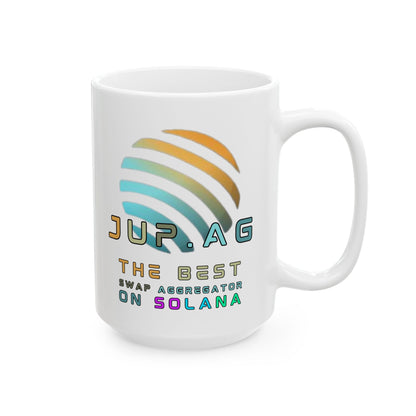 Jupiter (JUP) the best aggregator on Solana White Mug by cypherpunkgear – cypherpunkgear.com | Cypherpunk Merch