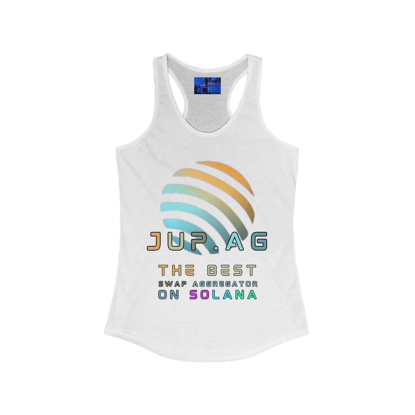 Jupiter (JUP) the best aggregator on Solana Women's Racerback Tank Top by cypherpunkgear – cypherpunkgear.com | Cypherpunk Merch