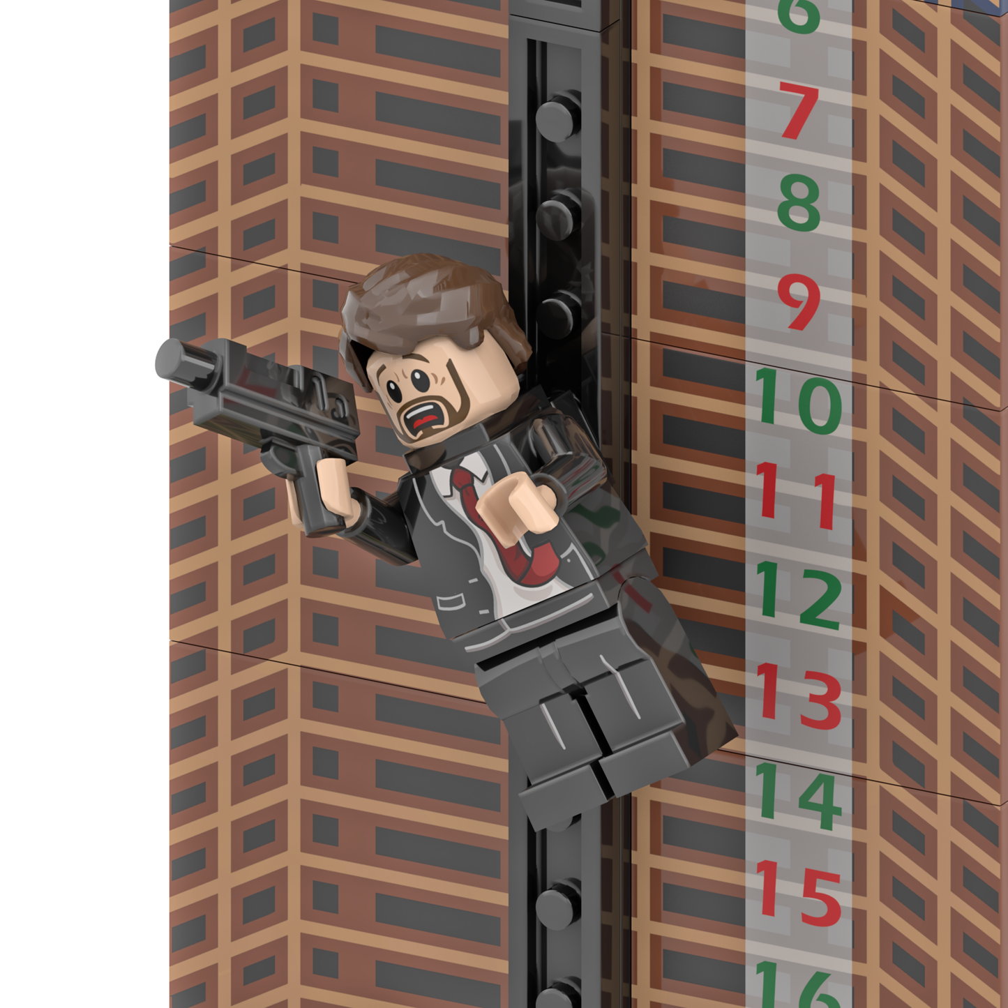 Die Hard Advent Calendar - It's Not Christmas Until Hans Gruber Falls - Nakatomi Plaza - Custom Printed Building Set Made Using LEGO® Parts