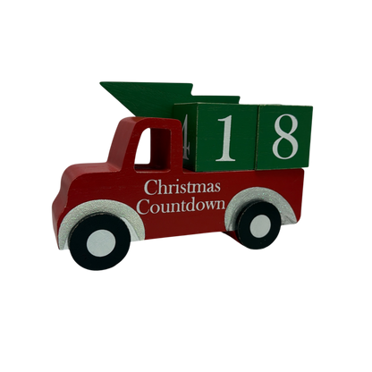 Wood Country Christmas Red Truck Christmas Countdown Calendar