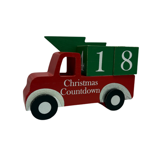 Wood Country Christmas Red Truck Christmas Countdown Calendar