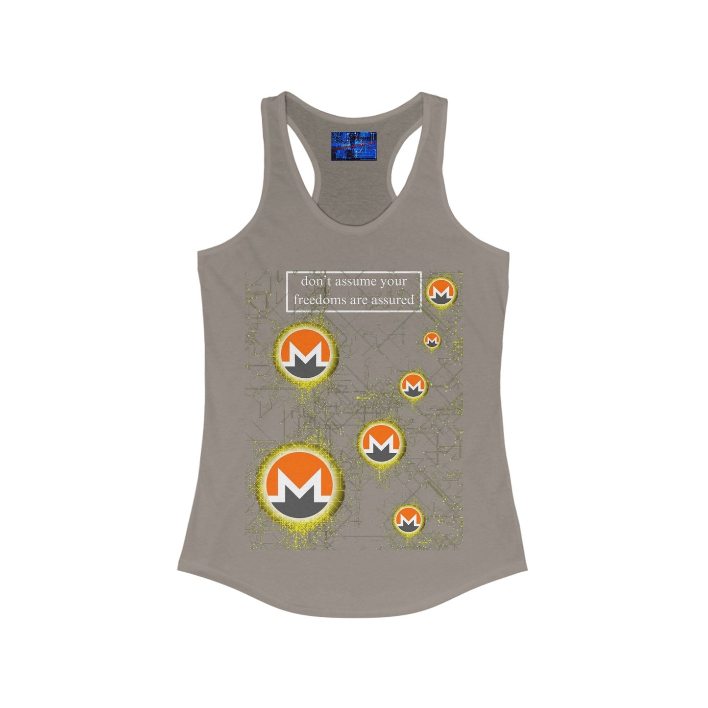 Monero DAYFAA DKcolors Women's Racerback Tank Top by cypherpunkgear – cypherpunkgear.com | Cypherpunk Merch