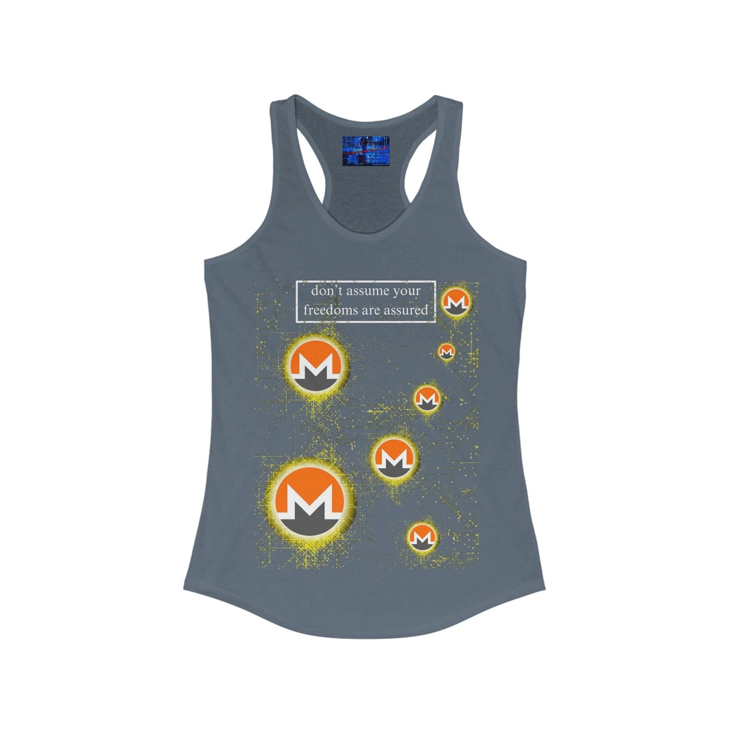 Monero DAYFAA DKcolors Women's Racerback Tank Top by cypherpunkgear – cypherpunkgear.com | Cypherpunk Merch