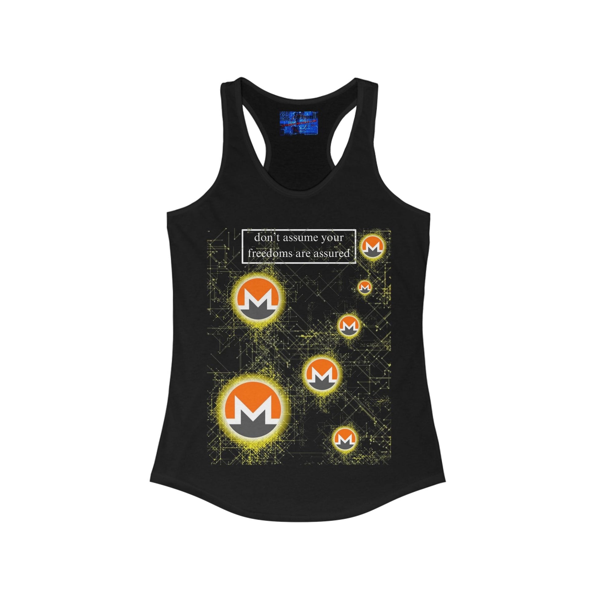 Monero DAYFAA DKcolors Women's Racerback Tank Top by cypherpunkgear – cypherpunkgear.com | Cypherpunk Merch