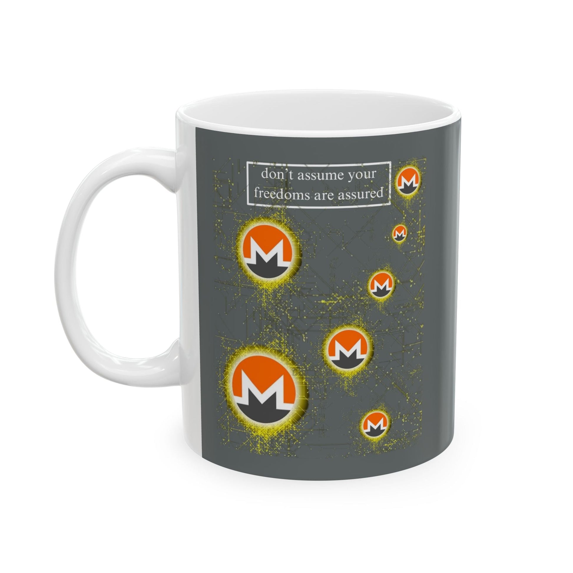 Monero DAYFAA Gray Mug by cypherpunkgear – cypherpunkgear.com | Cypherpunk Merch