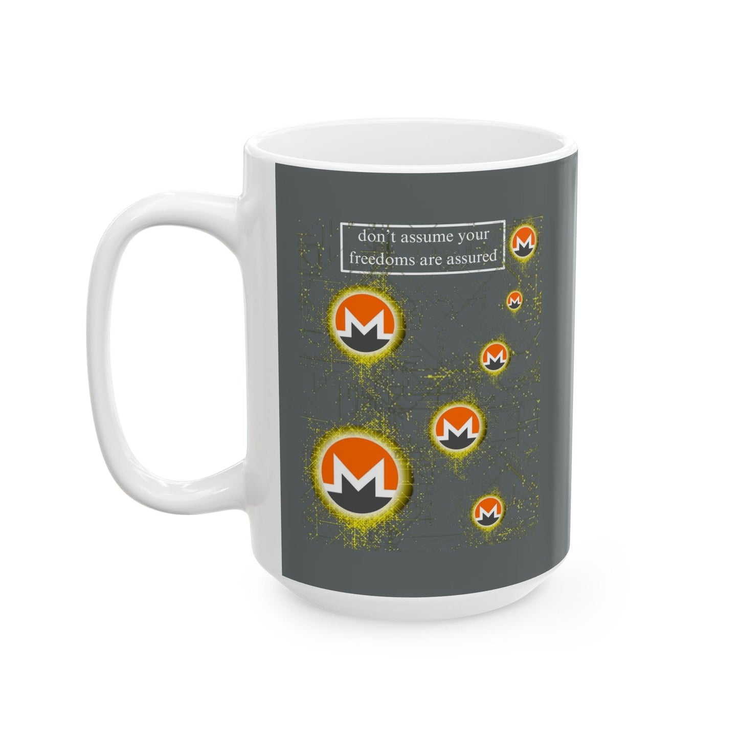Monero DAYFAA Gray Mug by cypherpunkgear – cypherpunkgear.com | Cypherpunk Merch