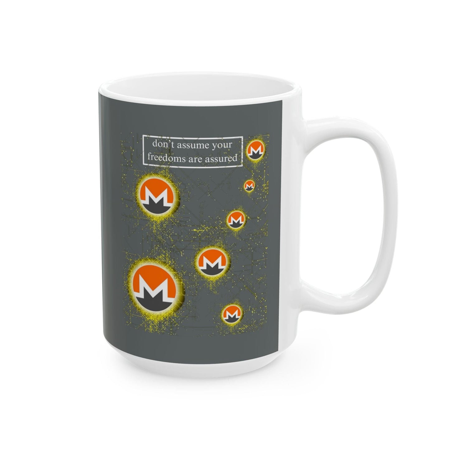 Monero DAYFAA Gray Mug by cypherpunkgear – cypherpunkgear.com | Cypherpunk Merch