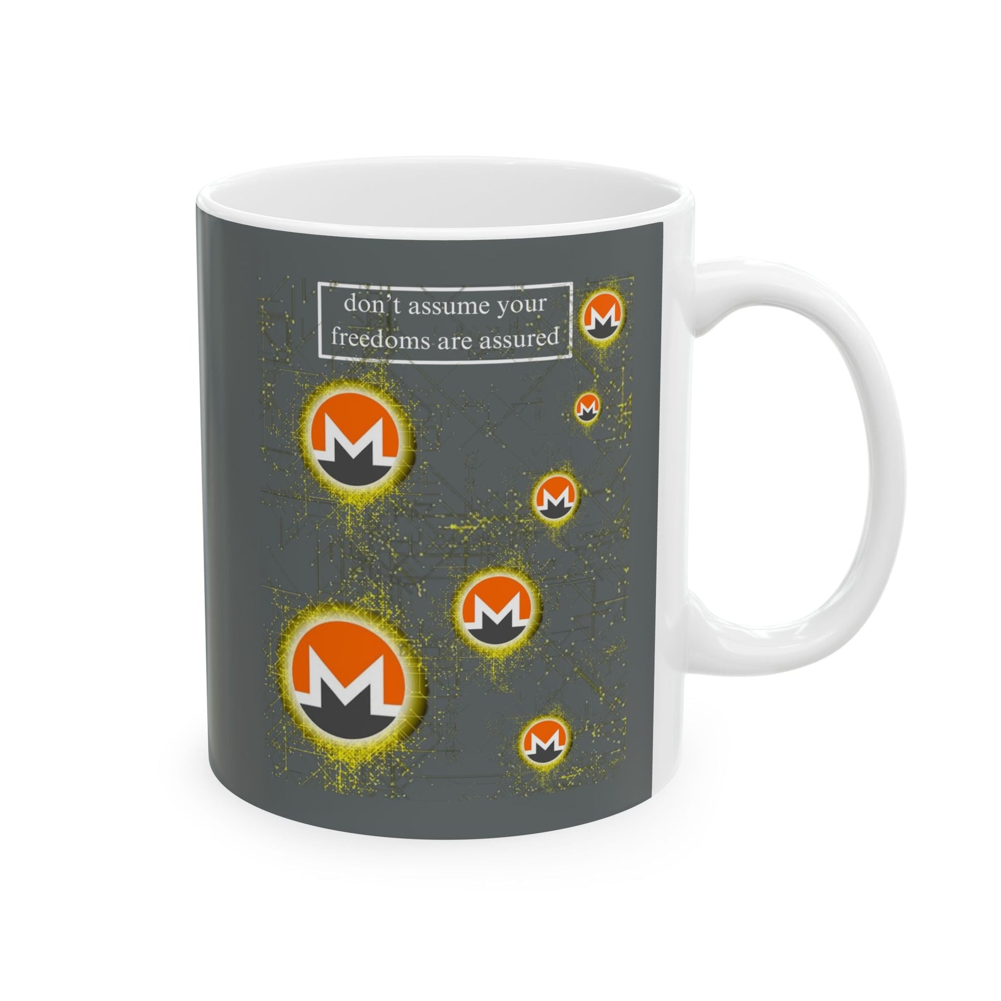Monero DAYFAA Gray Mug by cypherpunkgear – cypherpunkgear.com | Cypherpunk Merch