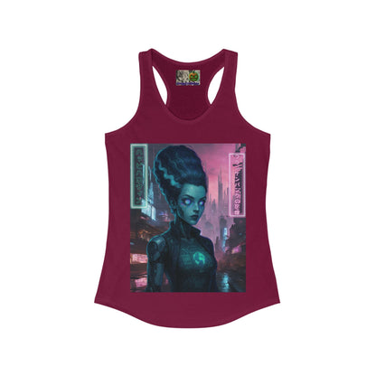 Neon Bride of Frankenstein Women's Racerback Tank Top by CreepyCrafts.boo – cypherpunkgear.com | Cypherpunk Merch
