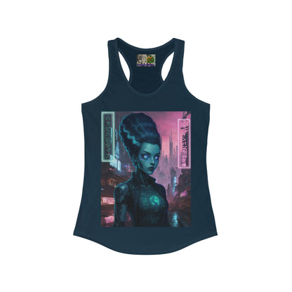 Neon Bride of Frankenstein Women's Racerback Tank Top by CreepyCrafts.boo – cypherpunkgear.com | Cypherpunk Merch