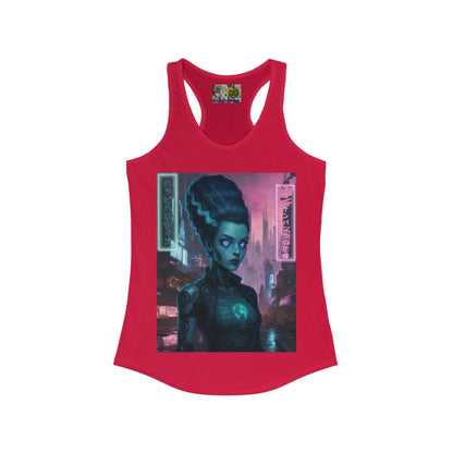 Neon Bride of Frankenstein Women's Racerback Tank Top by CreepyCrafts.boo – cypherpunkgear.com | Cypherpunk Merch