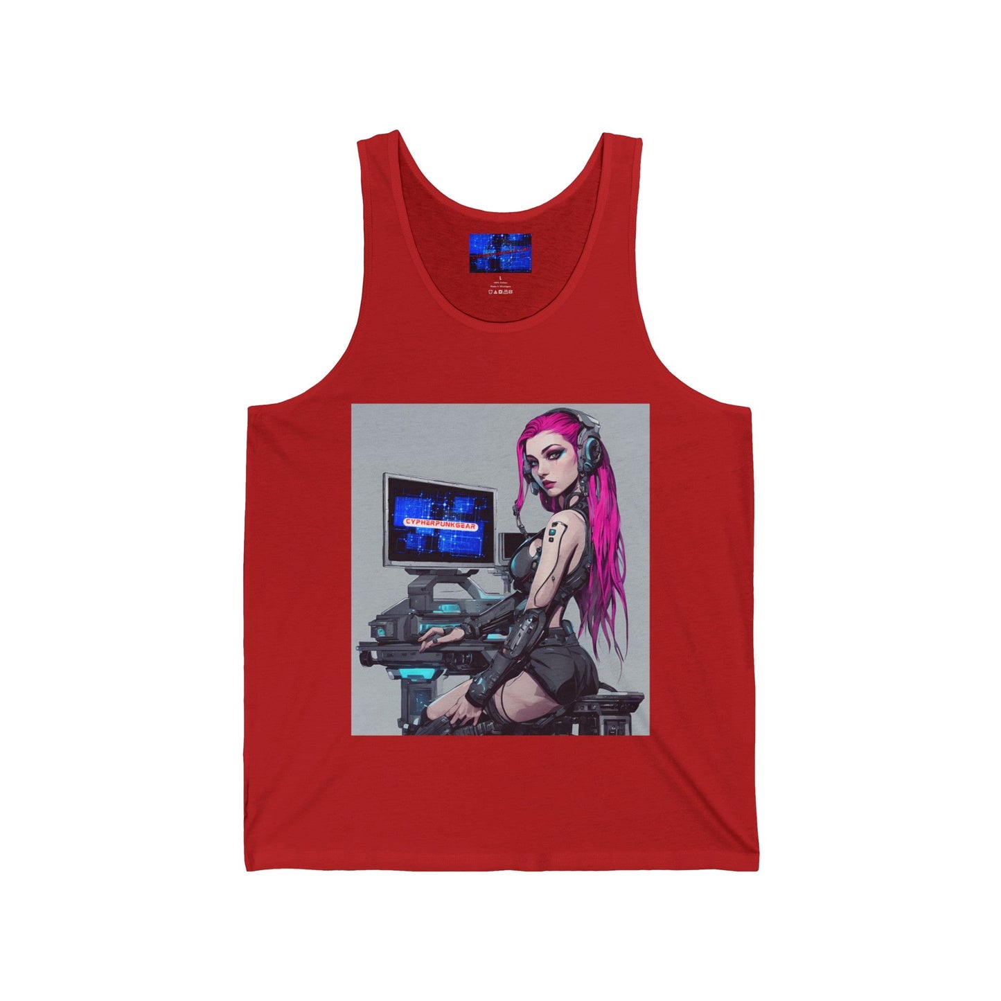 Netrunner Cyberpunk Unisex Jersey Tank Top by cypherpunkgear – cypherpunkgear.com | Cypherpunk Merch