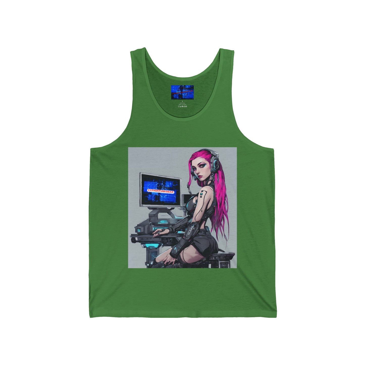 Netrunner Cyberpunk Unisex Jersey Tank Top by cypherpunkgear – cypherpunkgear.com | Cypherpunk Merch