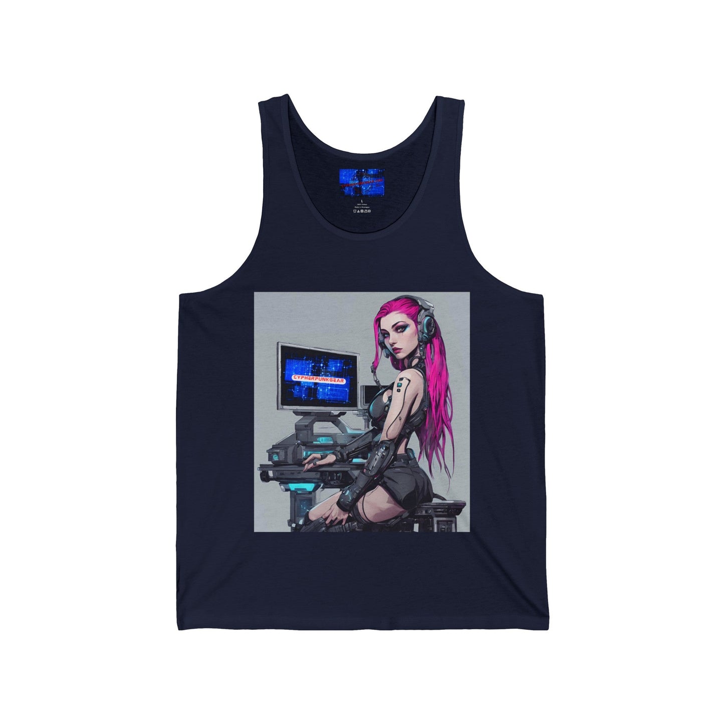 Netrunner Cyberpunk Unisex Jersey Tank Top by cypherpunkgear – cypherpunkgear.com | Cypherpunk Merch