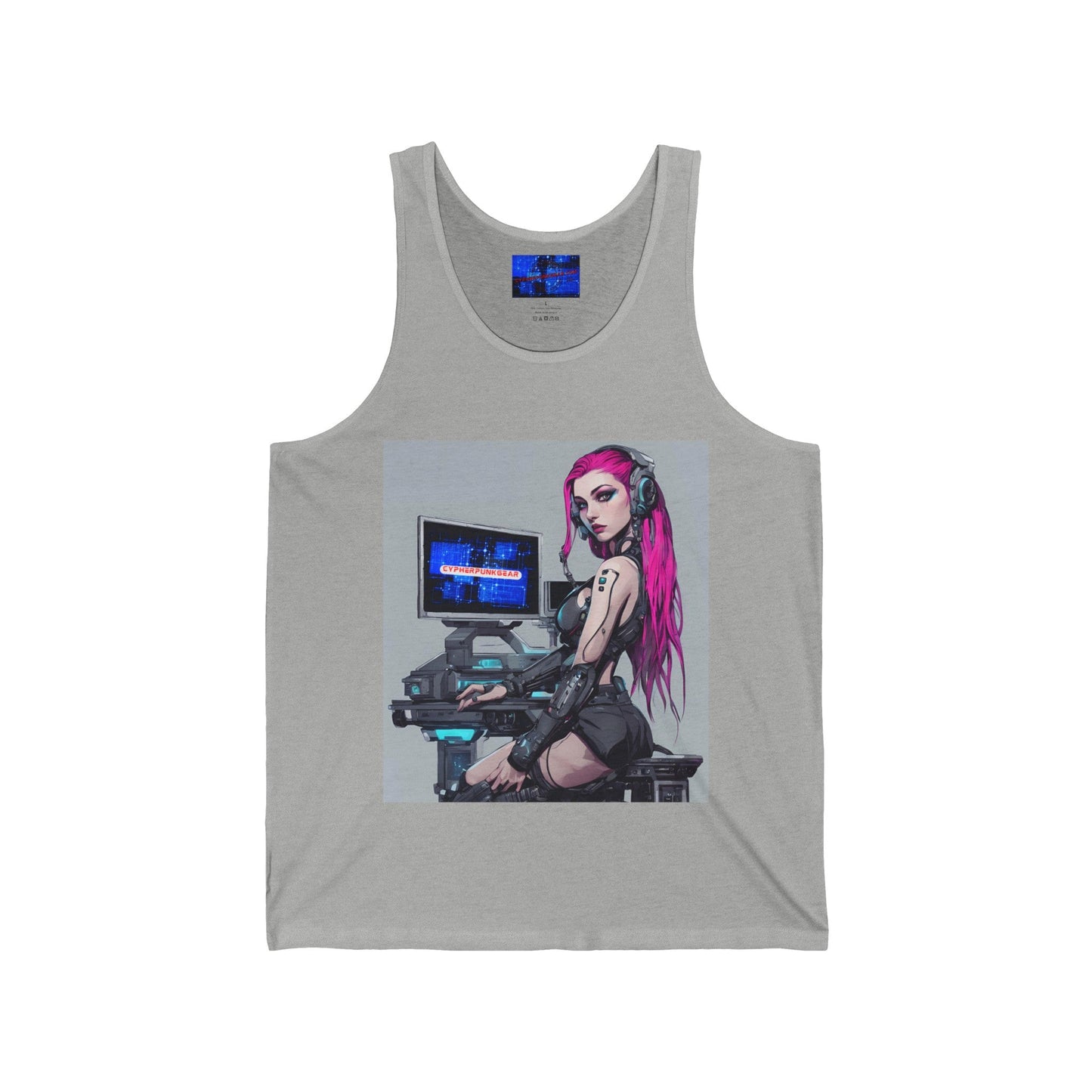 Netrunner Cyberpunk Unisex Jersey Tank Top by cypherpunkgear – cypherpunkgear.com | Cypherpunk Merch
