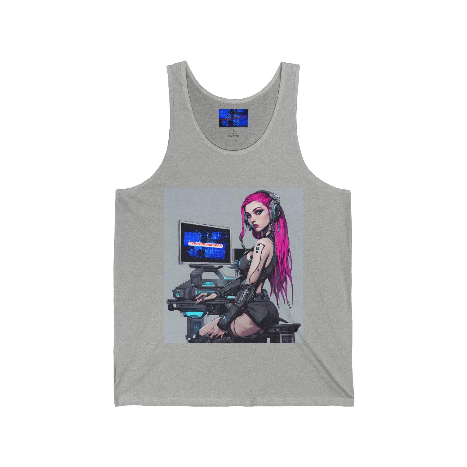 Netrunner Cyberpunk Unisex Jersey Tank Top by cypherpunkgear – cypherpunkgear.com | Cypherpunk Merch