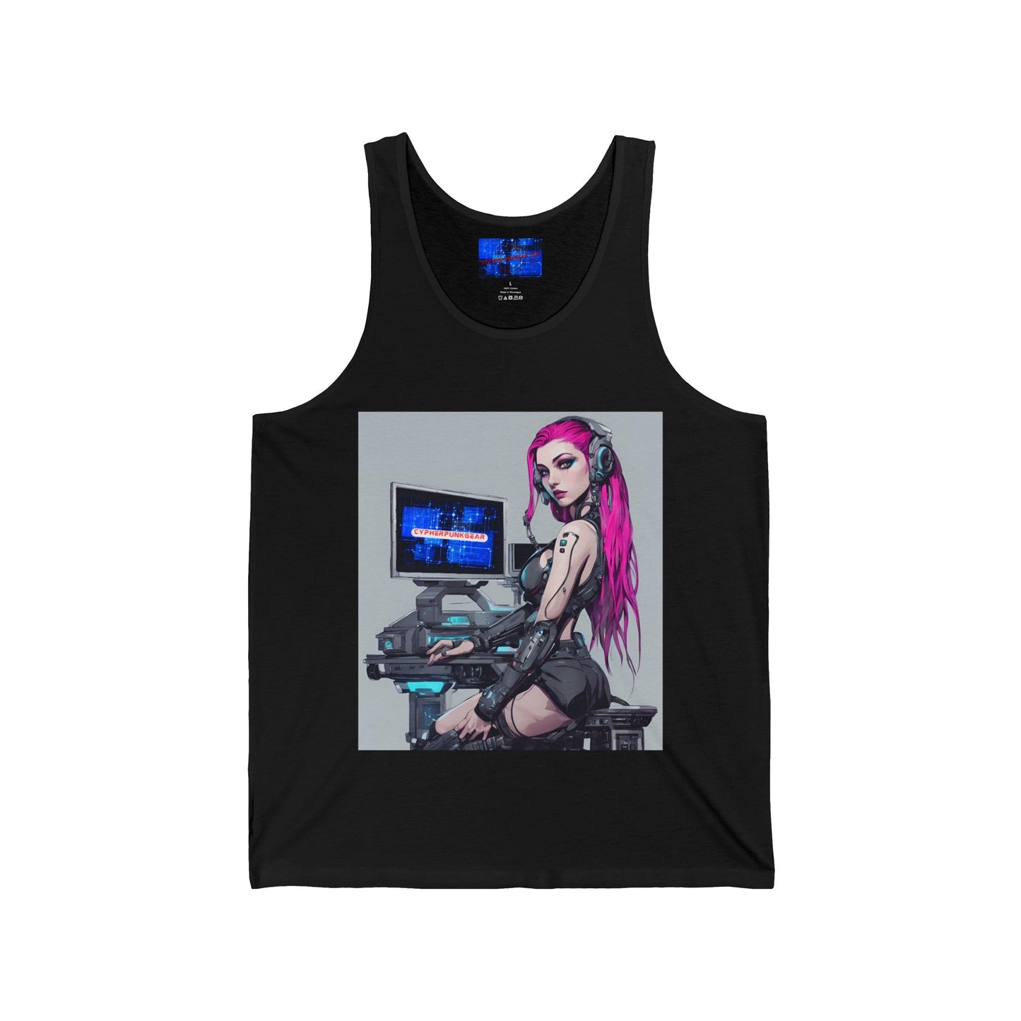 Netrunner Cyberpunk Unisex Jersey Tank Top by cypherpunkgear – cypherpunkgear.com | Cypherpunk Merch