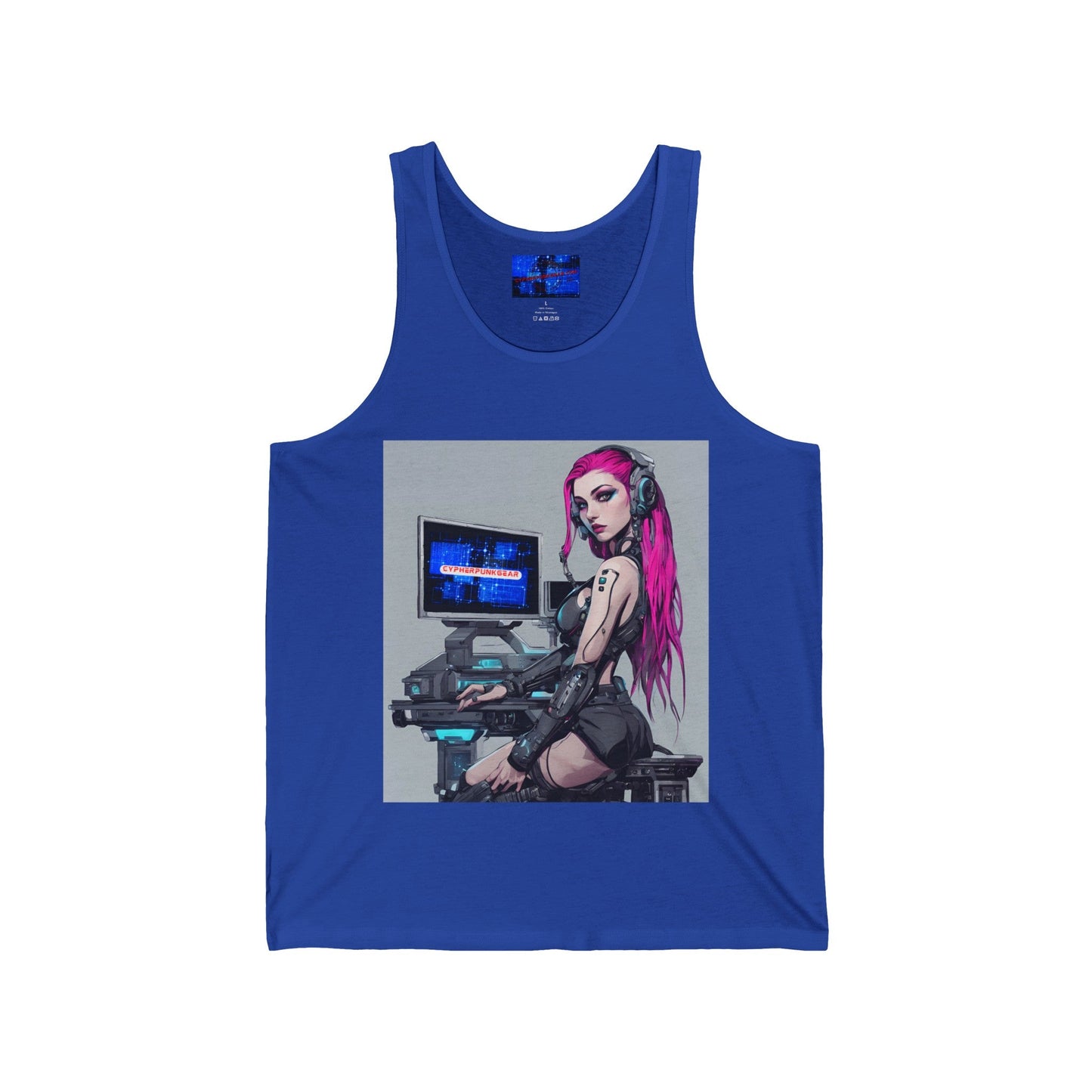 Netrunner Cyberpunk Unisex Jersey Tank Top by cypherpunkgear – cypherpunkgear.com | Cypherpunk Merch