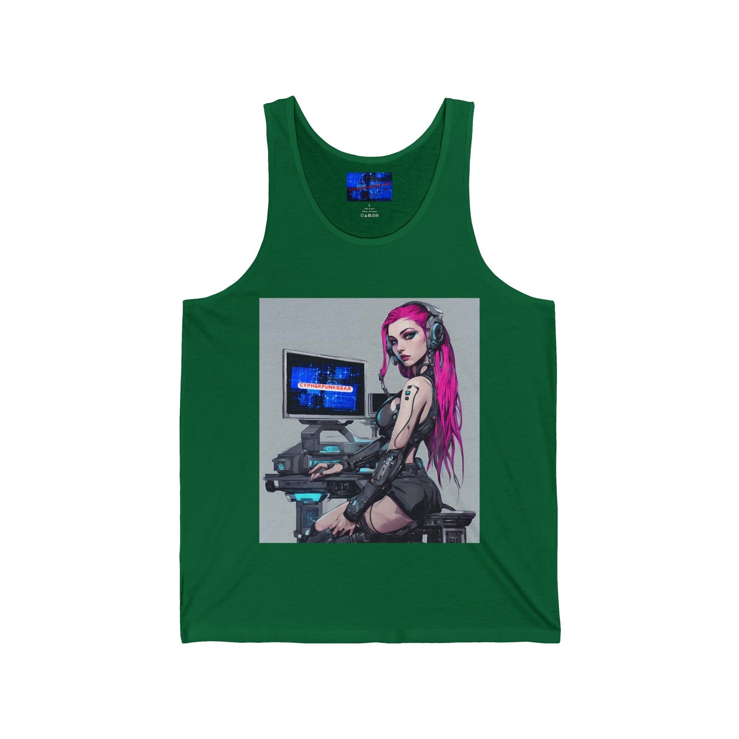 Netrunner Cyberpunk Unisex Jersey Tank Top by cypherpunkgear – cypherpunkgear.com | Cypherpunk Merch