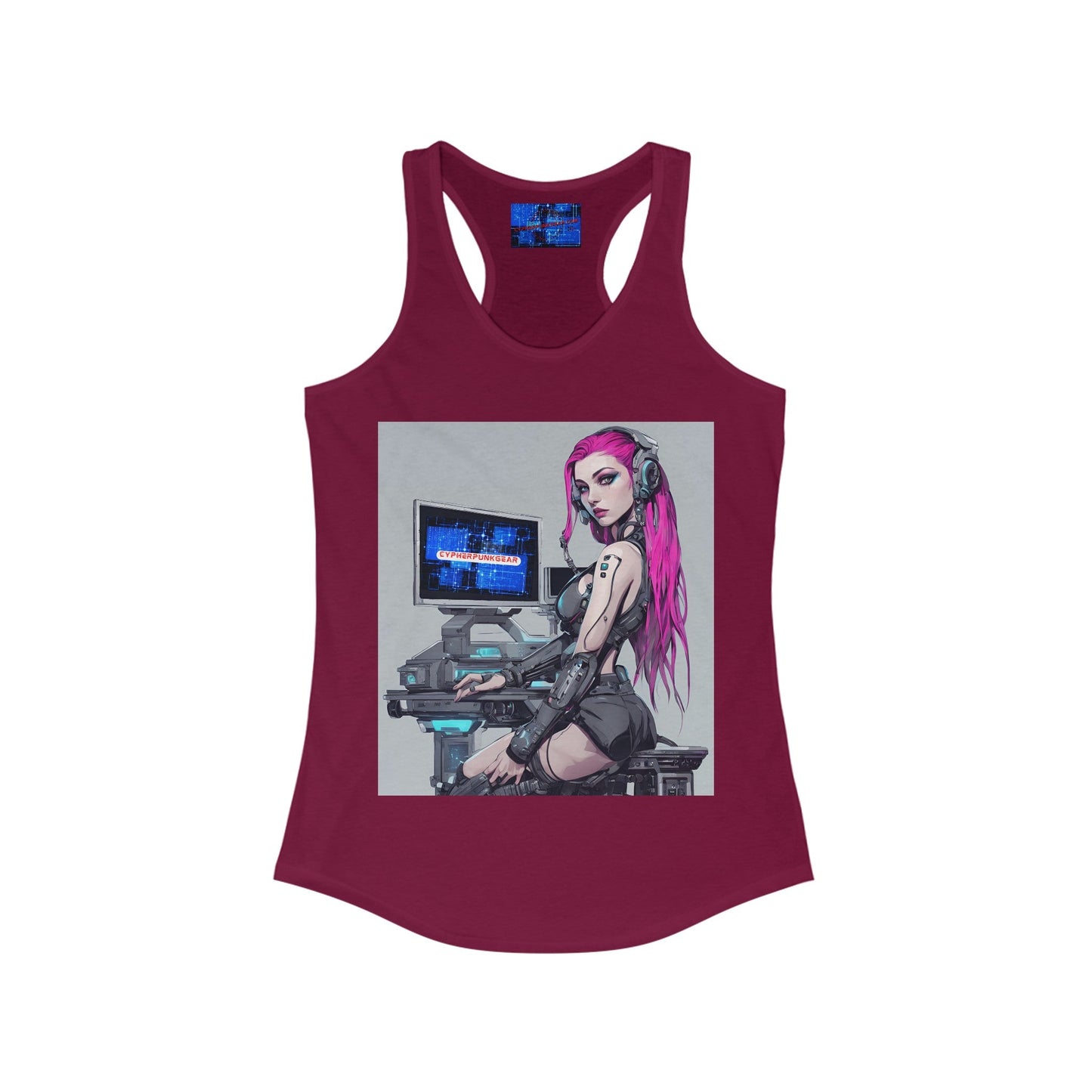 Netrunner Cyberpunk Women's Racerback Tank Top by cypherpunkgear – cypherpunkgear.com | Cypherpunk Merch