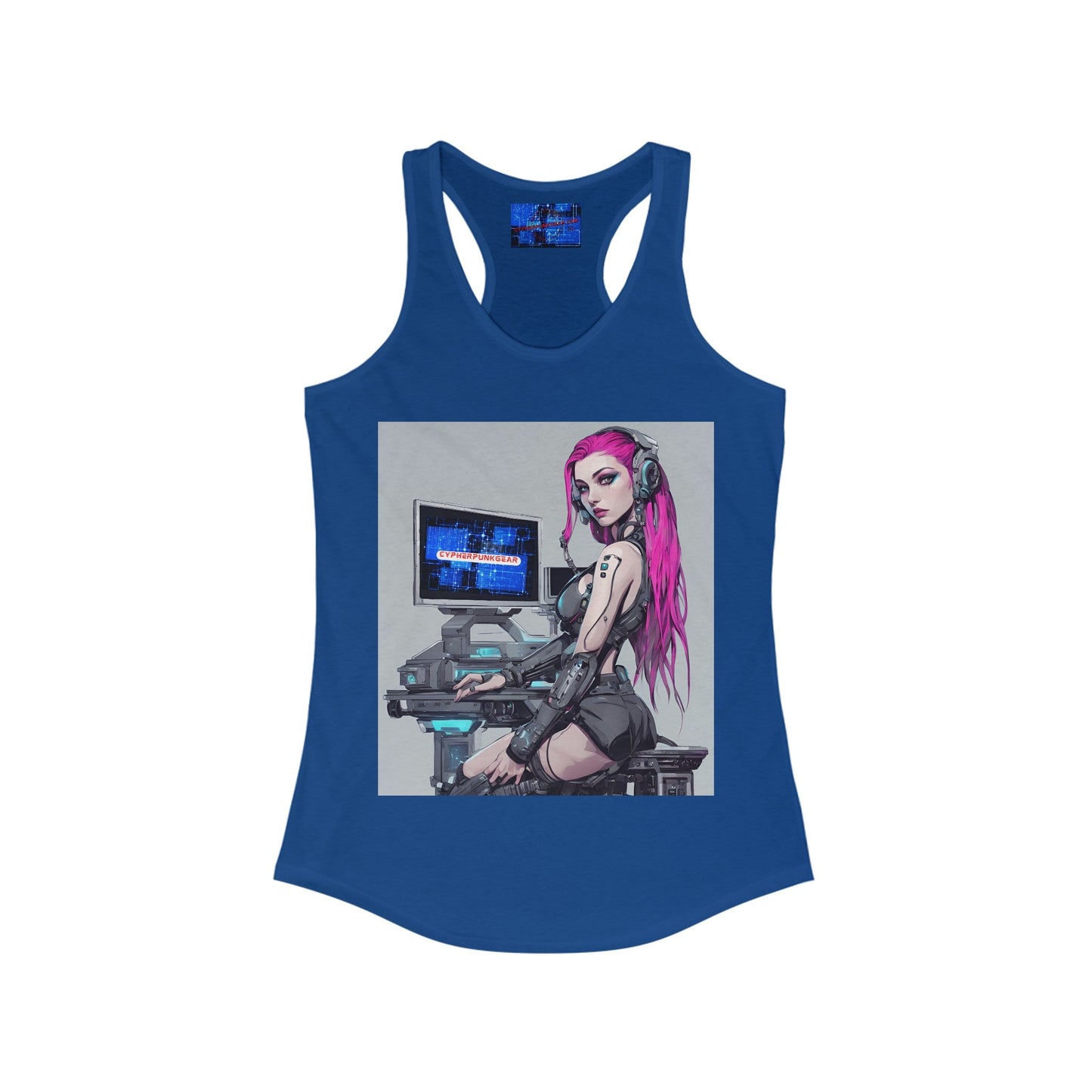 Netrunner Cyberpunk Women's Racerback Tank Top by cypherpunkgear – cypherpunkgear.com | Cypherpunk Merch