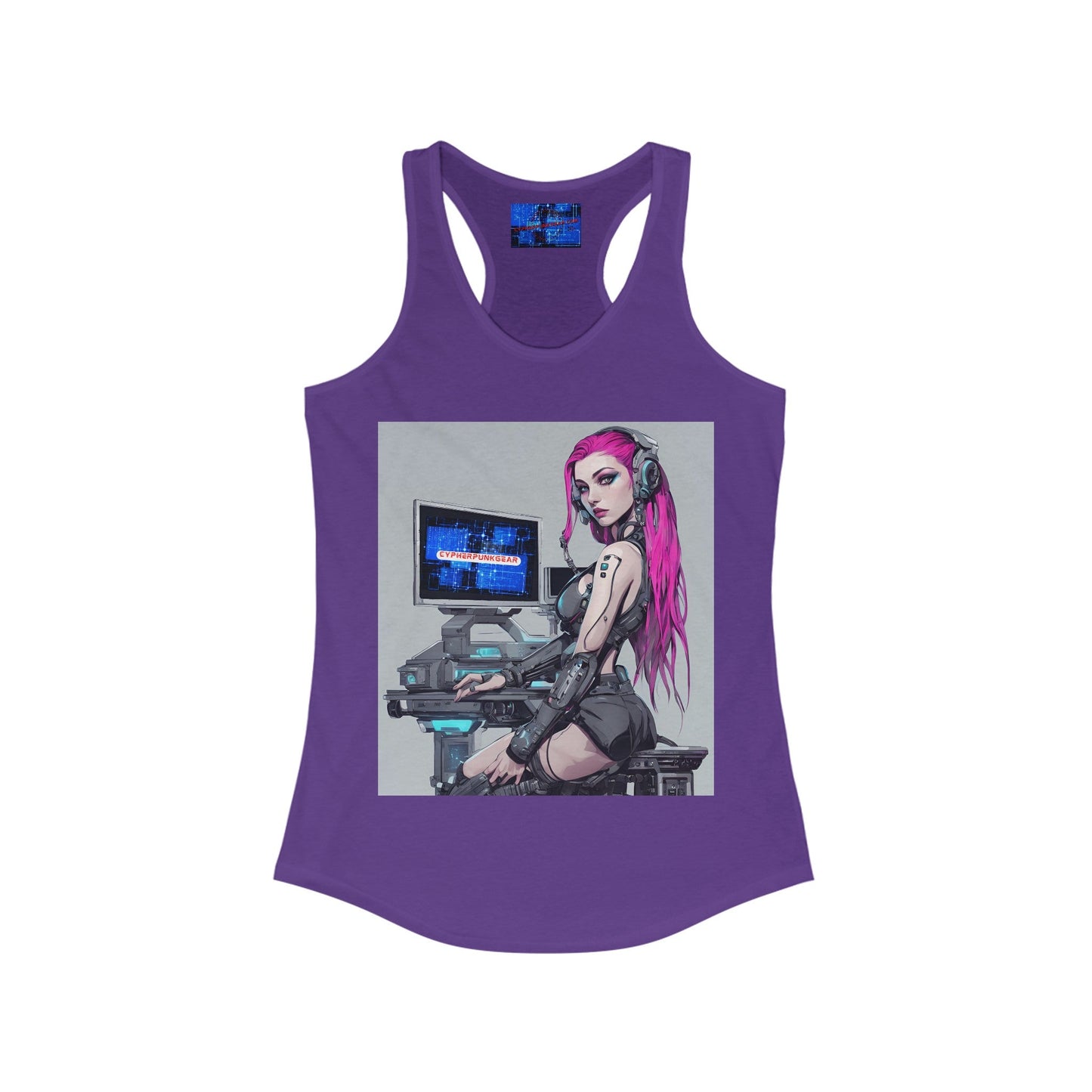Netrunner Cyberpunk Women's Racerback Tank Top by cypherpunkgear – cypherpunkgear.com | Cypherpunk Merch