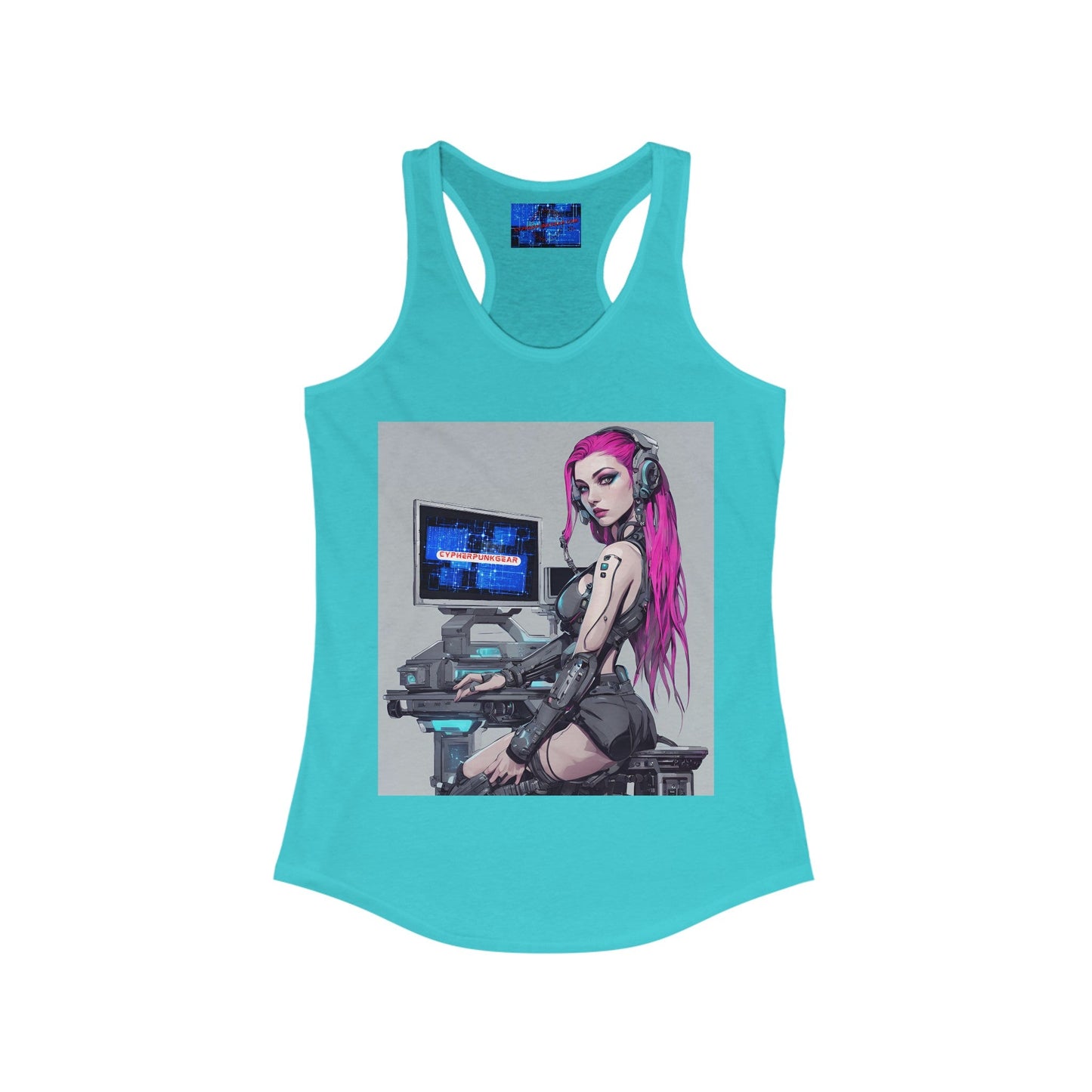 Netrunner Cyberpunk Women's Racerback Tank Top by cypherpunkgear – cypherpunkgear.com | Cypherpunk Merch