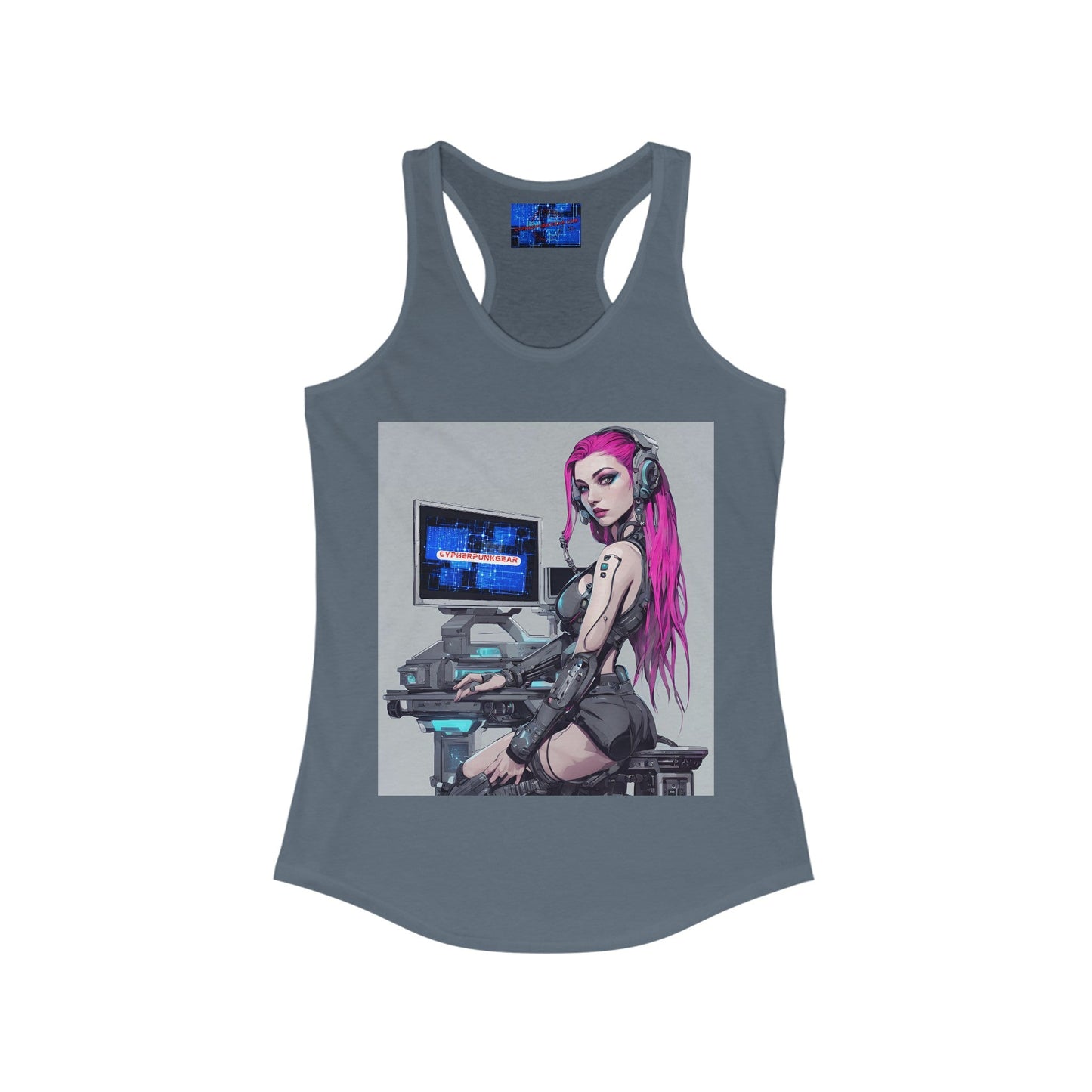 Netrunner Cyberpunk Women's Racerback Tank Top by cypherpunkgear – cypherpunkgear.com | Cypherpunk Merch